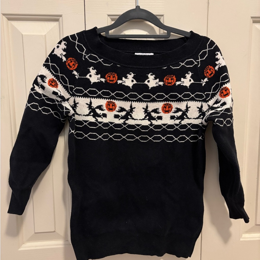 Unique Vintage Black and White Halloween Sweater
